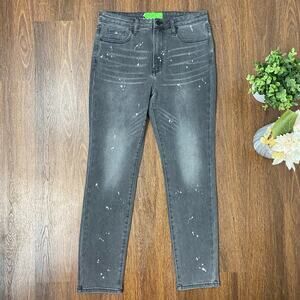 Free People X Sandrine Rose Grey Polka Dot Splatter Skinny Jean Size 30